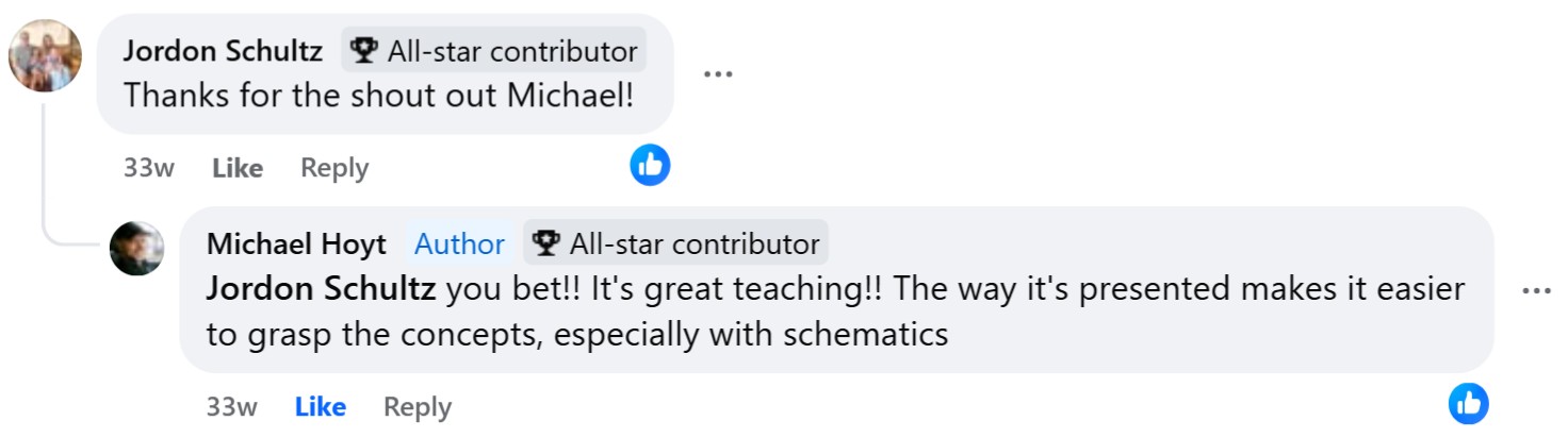 Michael Hoyt — great teaching, easier to grasp the concepts with schematics