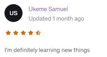 Ukeme Samuel — 4 stars: definitely learning new things